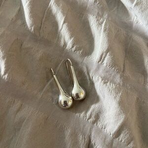 925 Sterling Silver Teardrop Hook Earrings - Silver